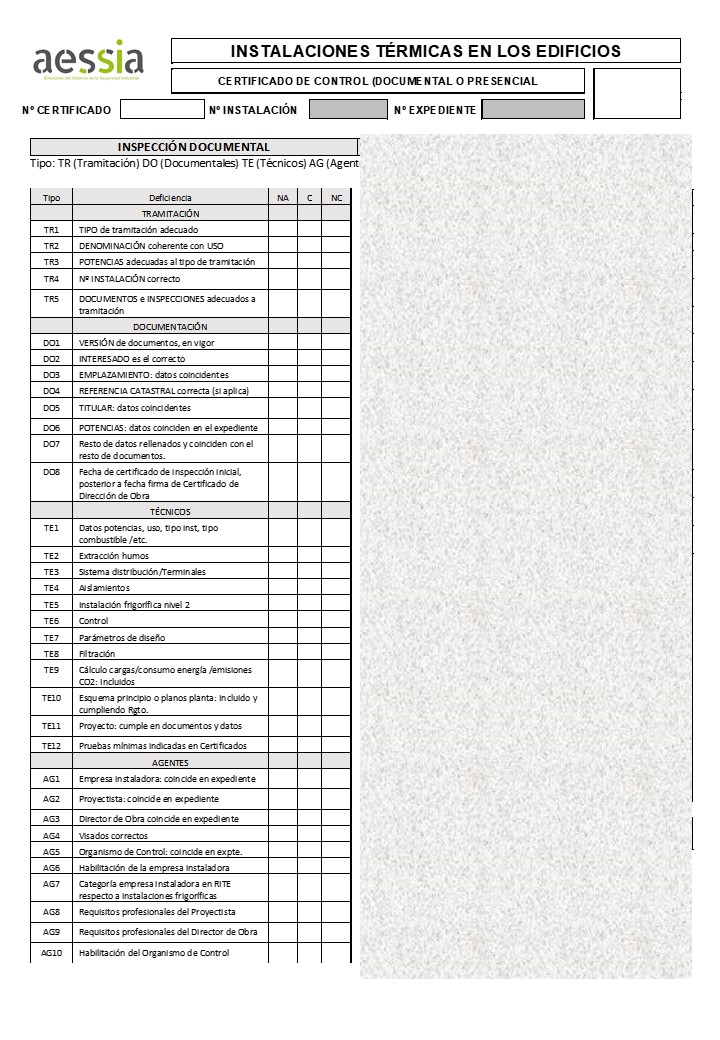 Checklist de control de los distintos niveles de control 4. AESSIA Asociación de Entidades del Sistema de la Seguridad Industrial de Aragón Checklist de control de los distintos niveles de control AESSIA. Asociación de Entidades del Sistema de la Seguridad Industrial de Aragón